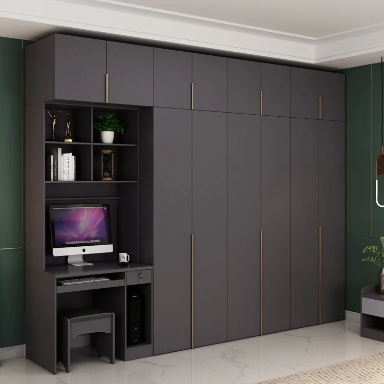 Modern simple wardrobe household bedroom desk cabinet one economy simple wardrobe with computer desk integral wardrobe