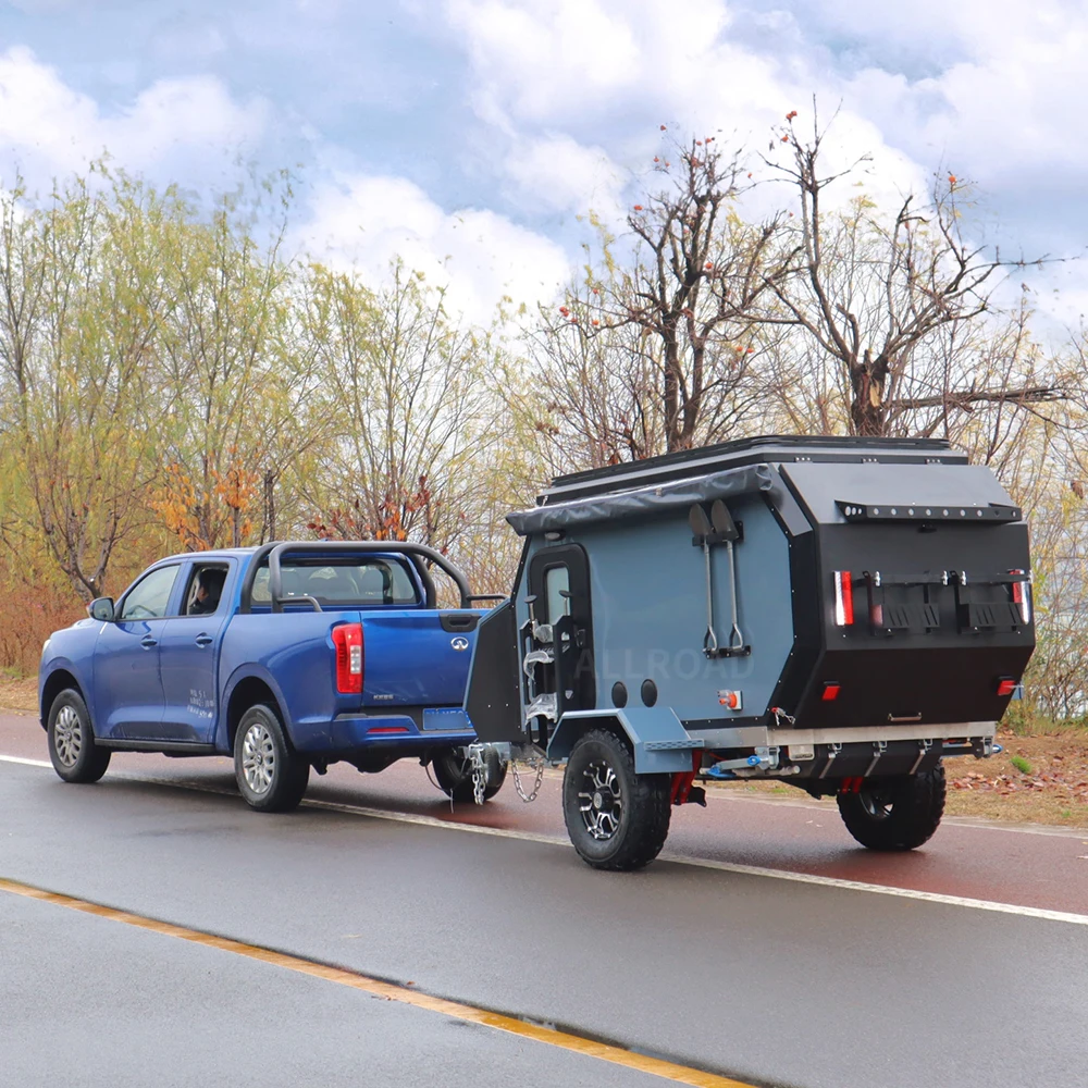 2024 Allroad Overland Hot Sales Family Travel Camper Trailer Road Caravan Pop up Camper Trailer with shower and tent