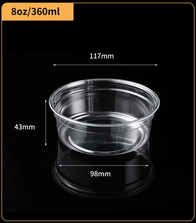 Classic Design 8oz & 16oz round Clear PET Food Storage Containers with Lids Freezer Deli Cups Storage Container
