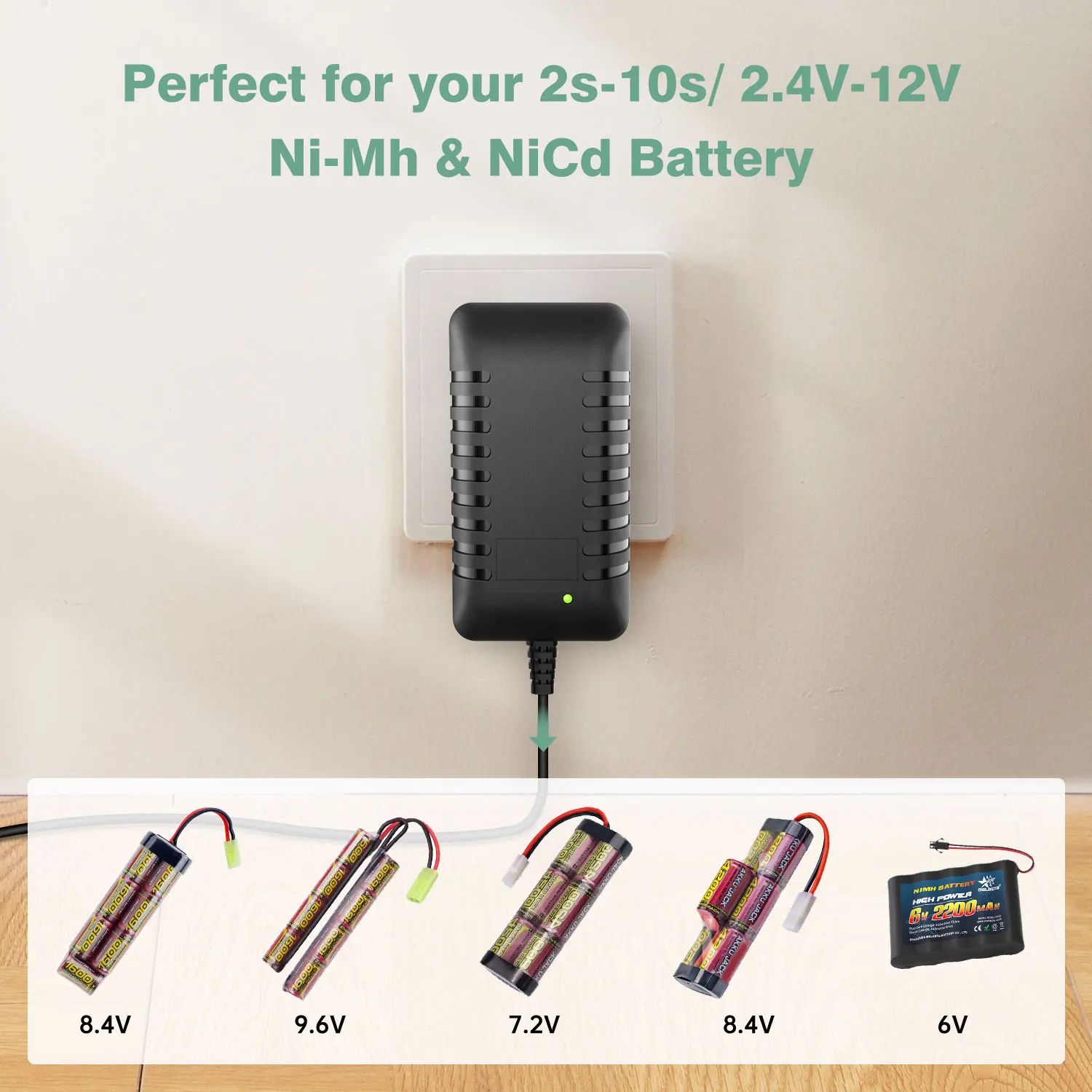 High Quality 2-10s 2.4v-12v Nimh Nicd Battery Charger With 6 Connectors For Car Boat Drone Model Universal Rc Charger