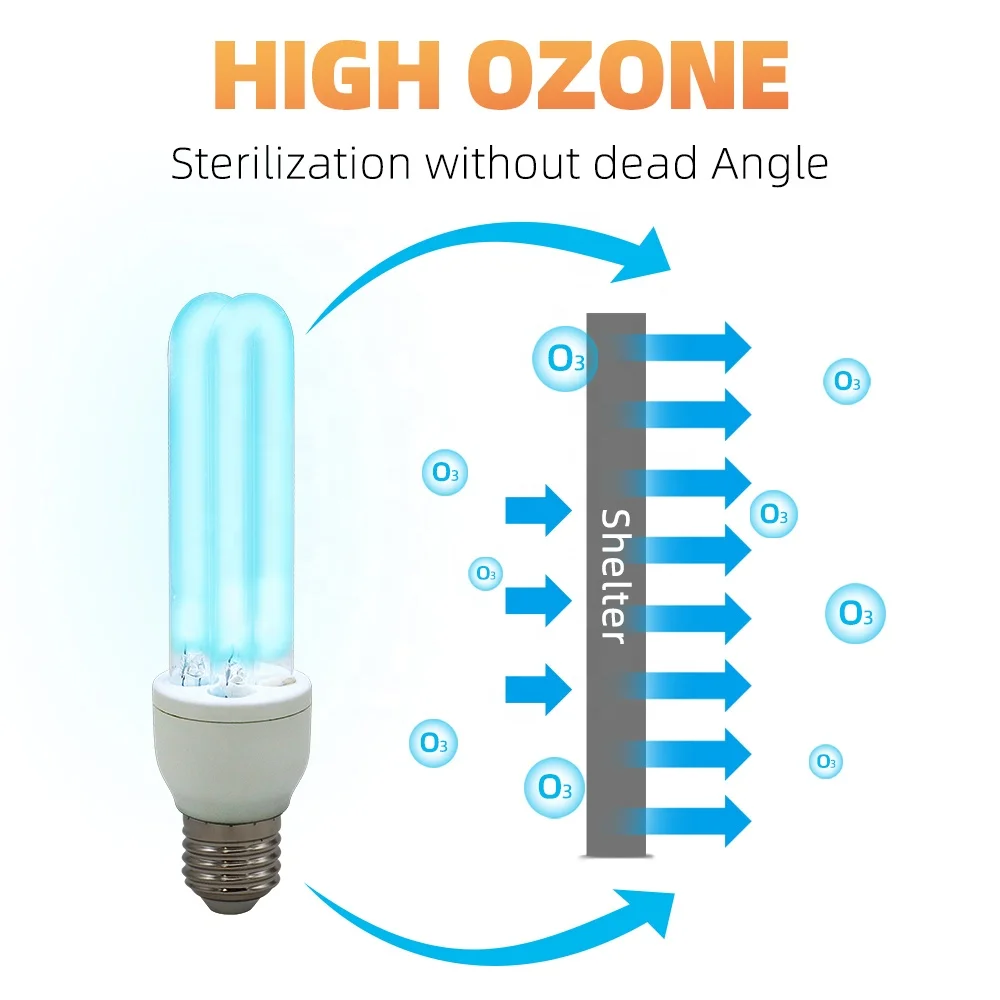 AC220-240V High Ozone Ultraviolet Sterilizing Lamp Bulbs E27 UVC Disinfection Bulb 253.7nm UV-C Light Bulb 15W Indoor Sterilizer