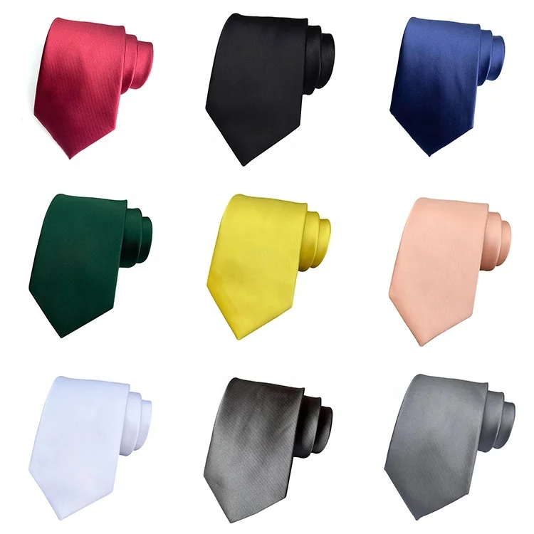 High quality most popular bulk of all black plain ties solid color satin