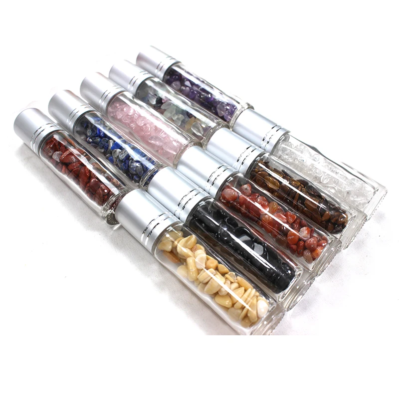 Custom Natural Crystal Gravel Stones Colorful Rolling Stones Bottle Essential Oil Bottles