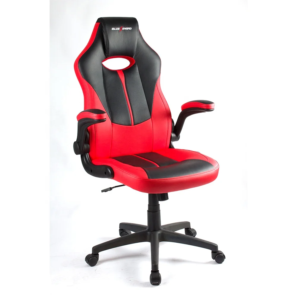 Judor Custom Swivel Computer Chair PP Arms Leather Black And Red PC Gaming Chair For PC