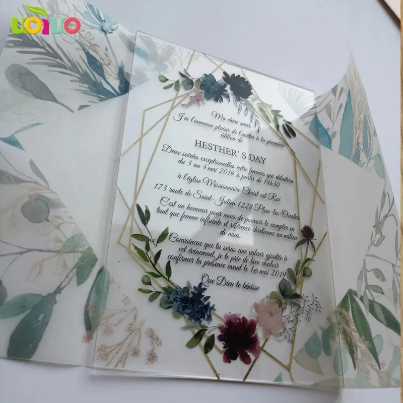 Transparent Acrylic Display Panel UV Printing Holiday Greetings Decorative Gift Cards