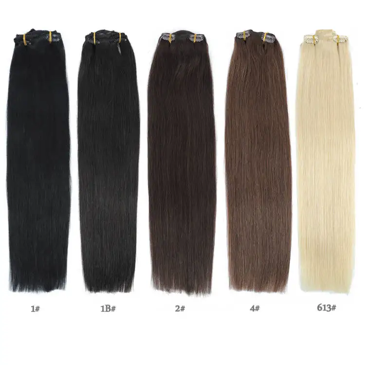 XCCOCO 100% Russian Human Remy Clip On Hair Extensions Wholesale Natural Seamless Indian Clip In Hair Extension
