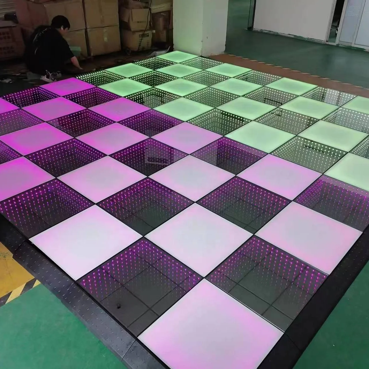 led 3d   infinite wireless mirror  magnetic dance floor  for events wedding party