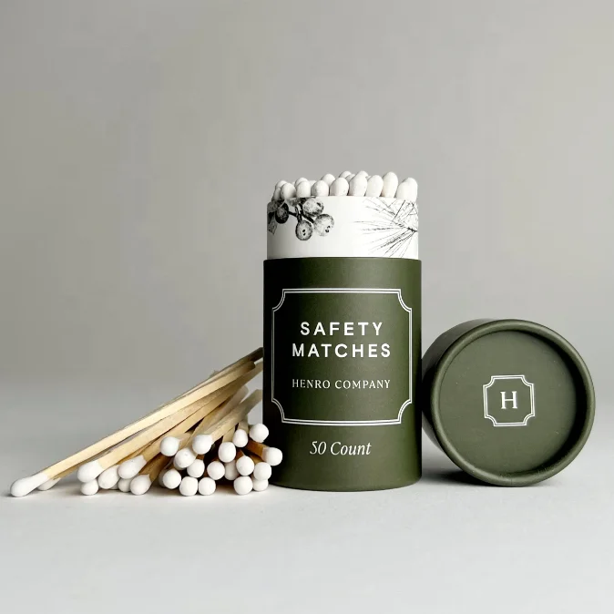 Custom Printed Wooden Match Box Colorful Head Long Paper Tube Book Matches for Hotels Safe Advertising Usage with Sticks Candles