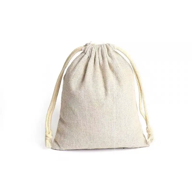 Manufacturer custom size logo eco friendly gift wine drawstring jute burlap bag