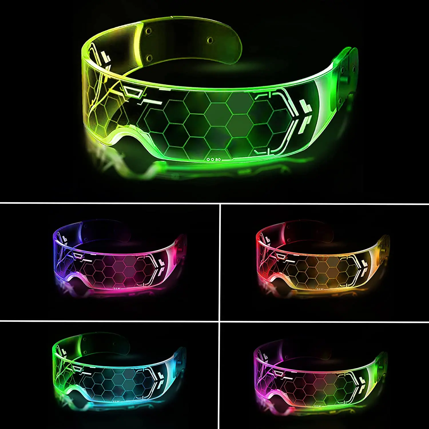 Led Glasses Light Up  Led Visor Glasses 7 colors and 5 modes Luminous Glasses for Halloween Cosplay Party Bar