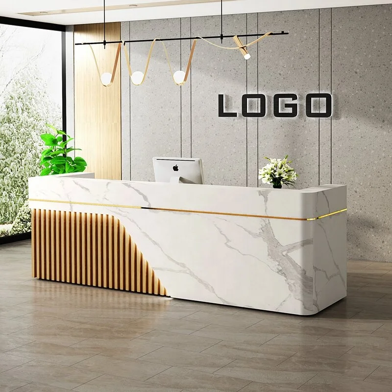 Новое поступление искусственный камень белого цвета роскошный дизайн индивидуальная стойка регистрации