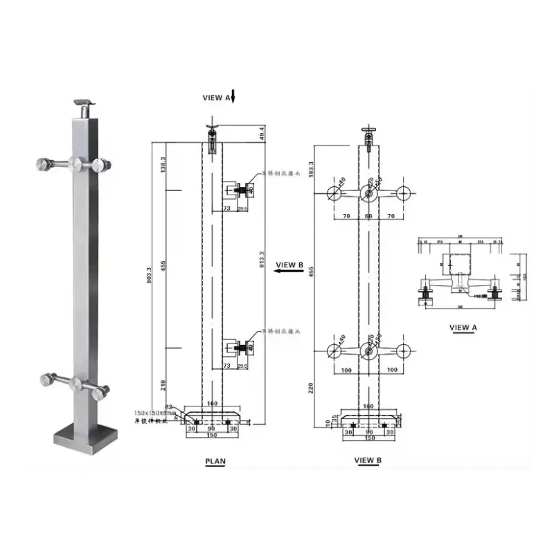 Cost-Effective custom Stainless Steel Baluster for Public Places