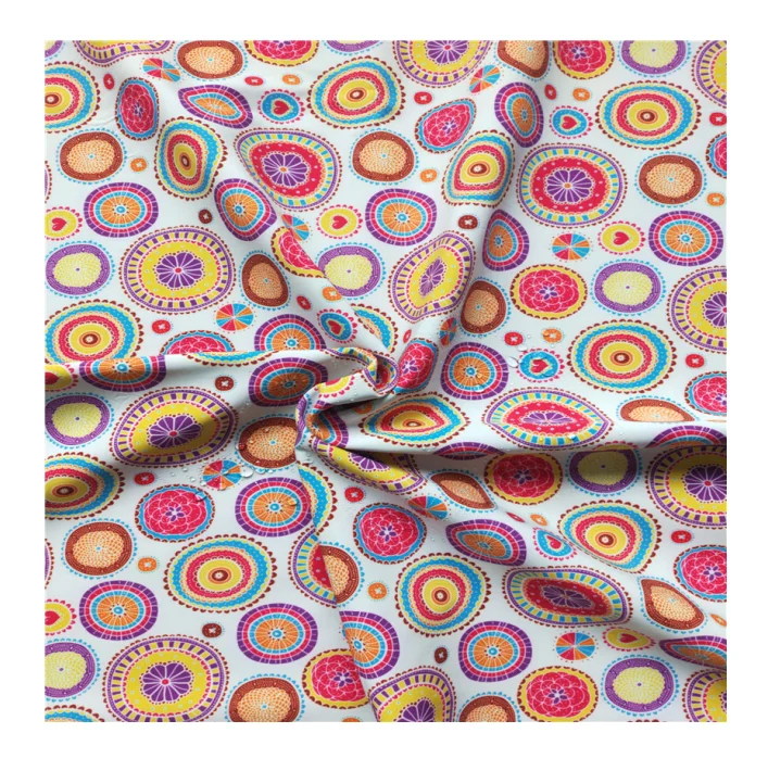 Small MOQ digital colorful circles printing child outwear 3 layer softshell fabric