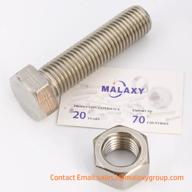 MALAXY Stainless Steel Bolt and Nut M16 X 100 M10x125 316 Grade M38 M26 Perno Hexagonal M8x2 M32 Bolts 5.8 Fasteners