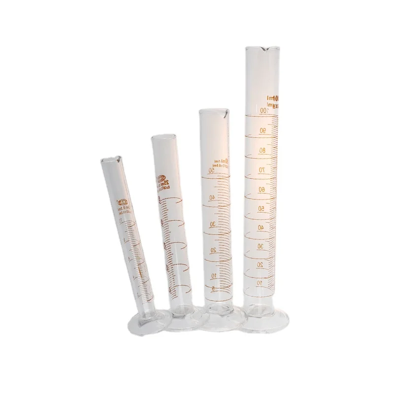 Home and School Science Laboratory Borosilicate Glass Graduated Measuring Liquid Lab Cylinders with Round Bottom Base