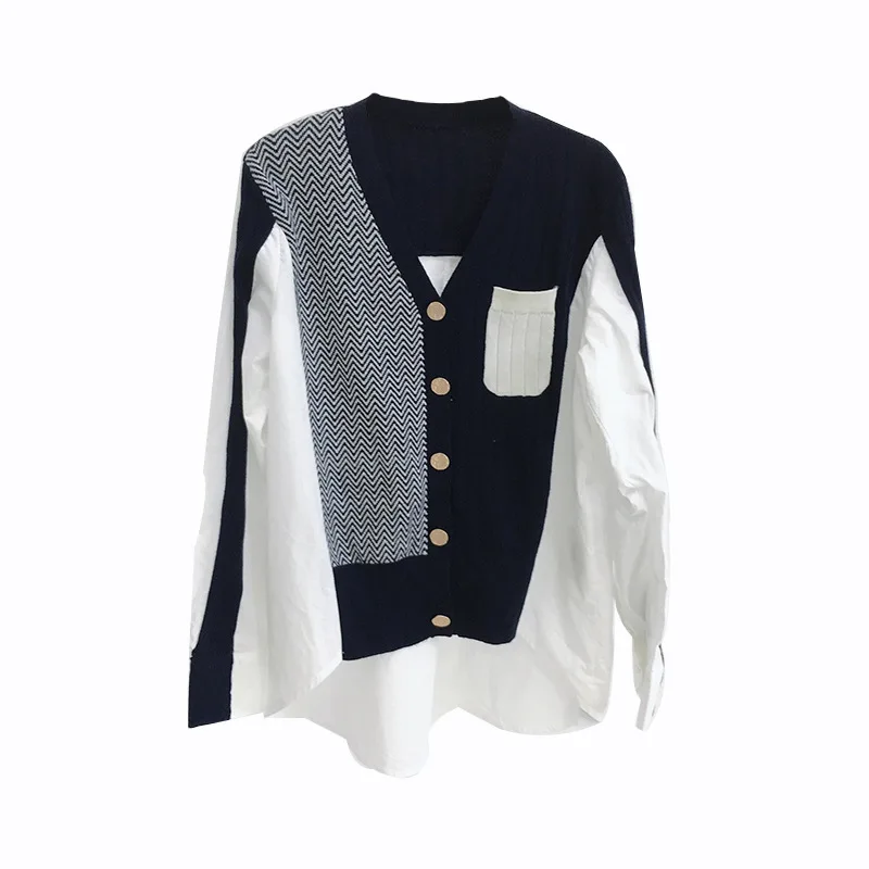 2021 Korean fashion single breasted knitted sweater  pocket cardigan women tops for ladies designer fashion cardigan sweater