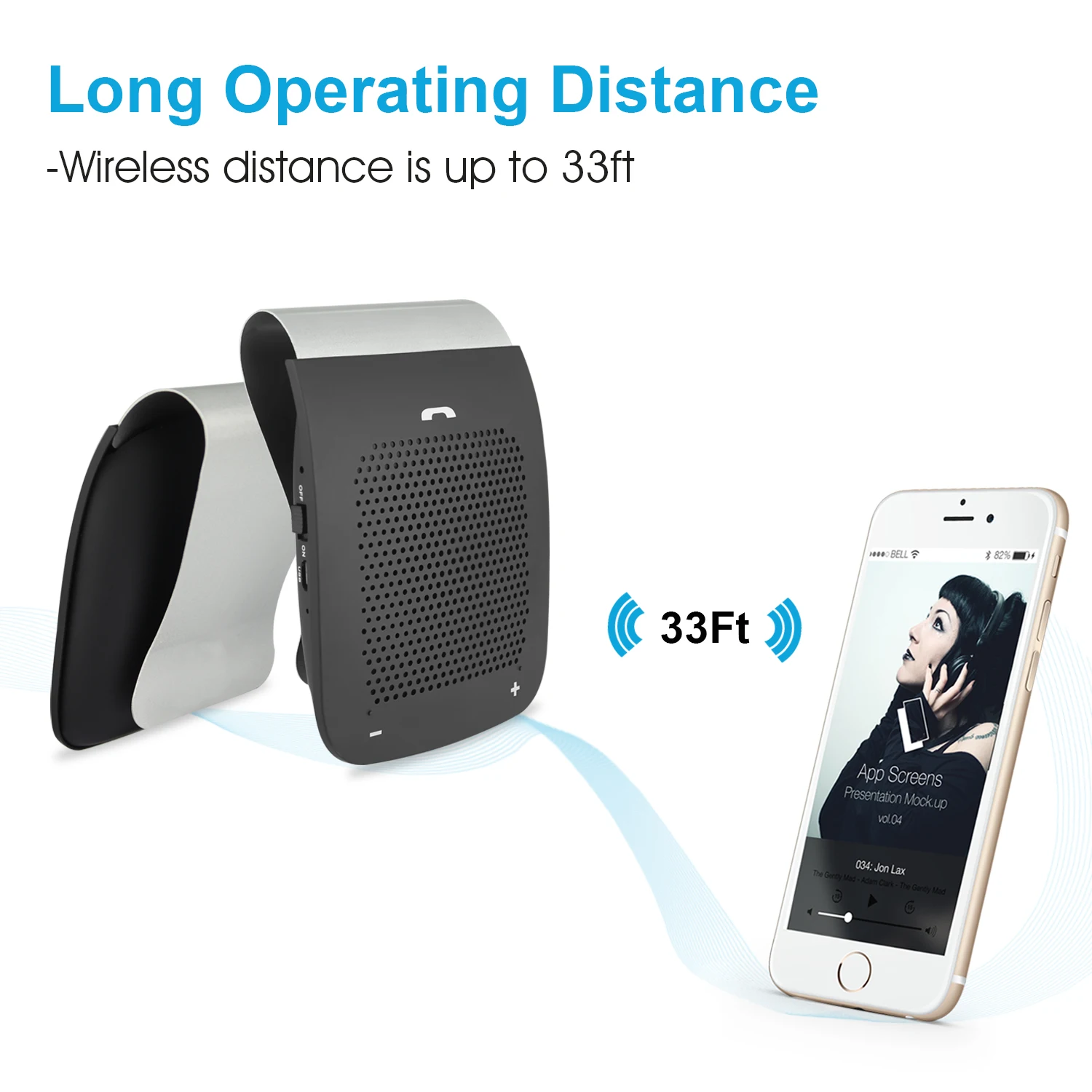 Kinlan Portable Tws Speaker Hands Free Wireless Car Speakers Wireless Bluetooth Speaker With Clip Design Wireless Bt Car Kits