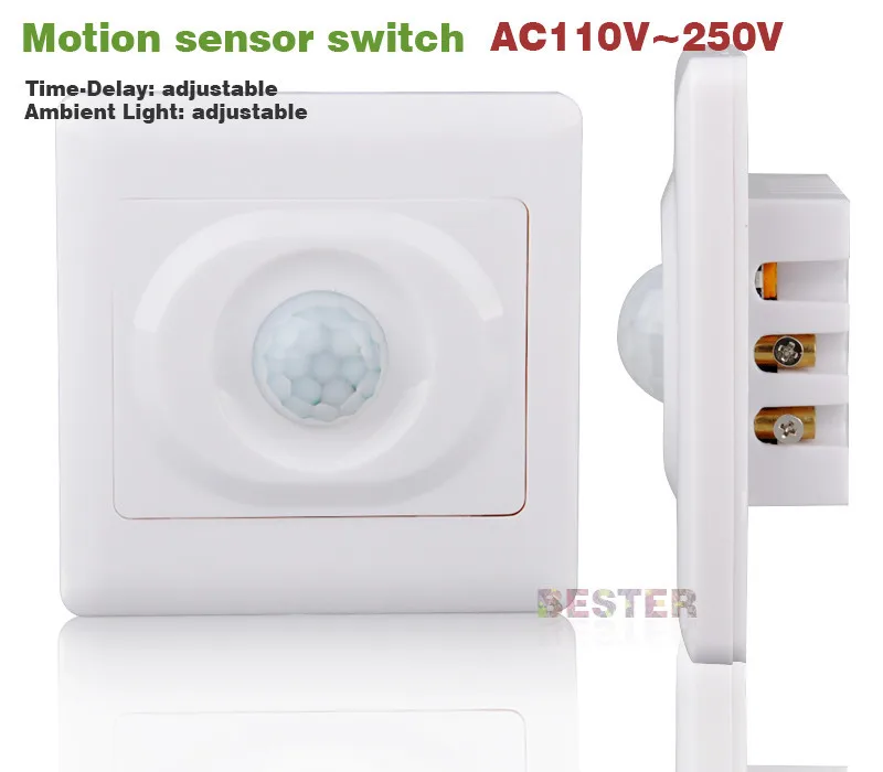 BS017 Indoor infrared wall PIR motion sensor detector light switch cover wired controller, pir sensor