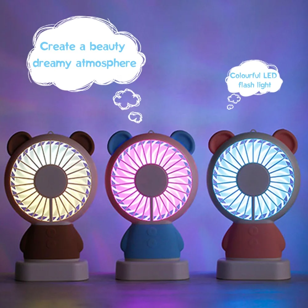 2019 fashion hot selling Summer small rechargeable portable led mini USB hand stand fan with lanyard