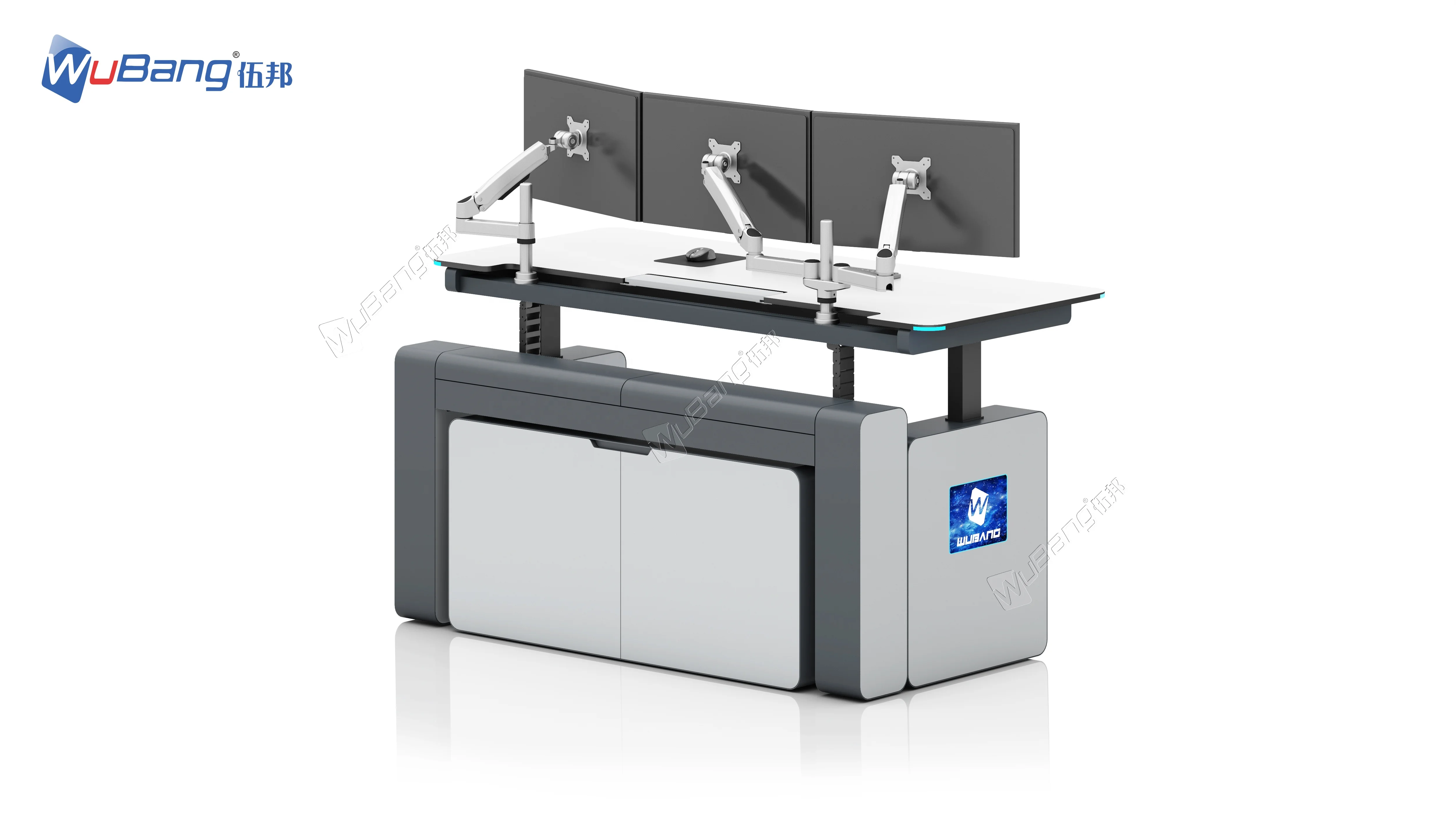 Heavy-duty Lift Column Standing Console Monitoring Room Console Command Center Furniture With Storage