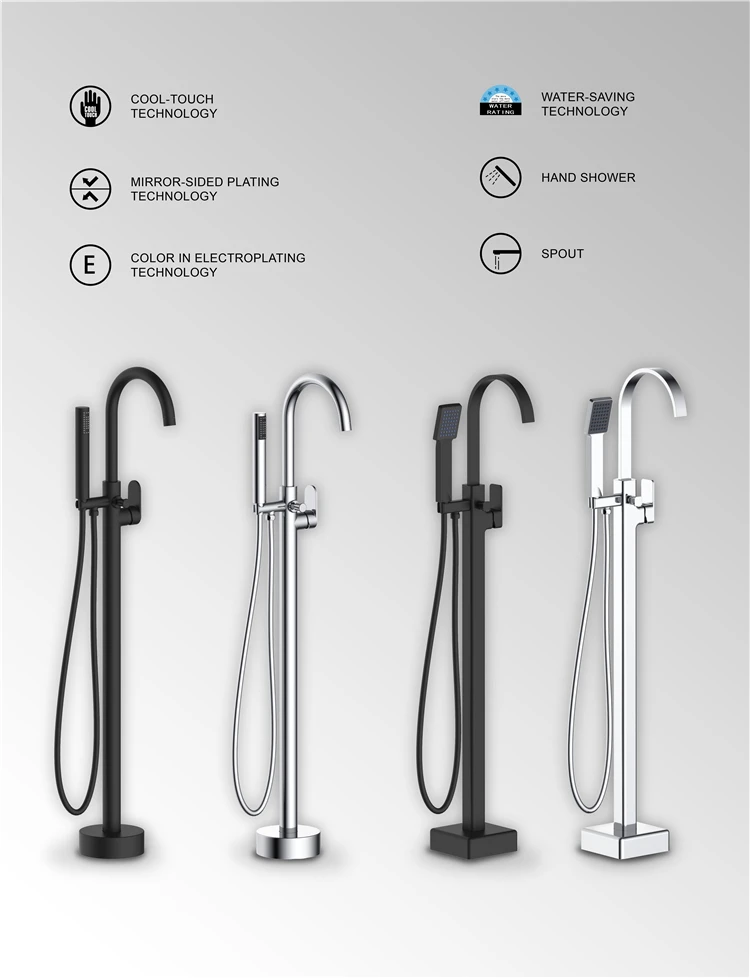 Good Price ACS CE Brass Chrome Single lever handle free standing mixer Round Luxury Bathroom Bath tub Faucet