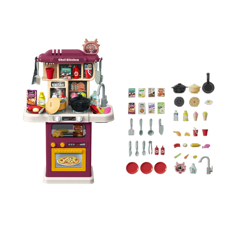 Multifunctional electric luxury pretend play cooking food table kitchen toy set for kids