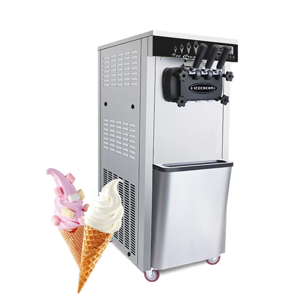 Vertical Dual Compressor Stainless Steel 2+1 Flavor High Output 18-22L/H Soft Ice Cream Machine For Milk Tea Shop