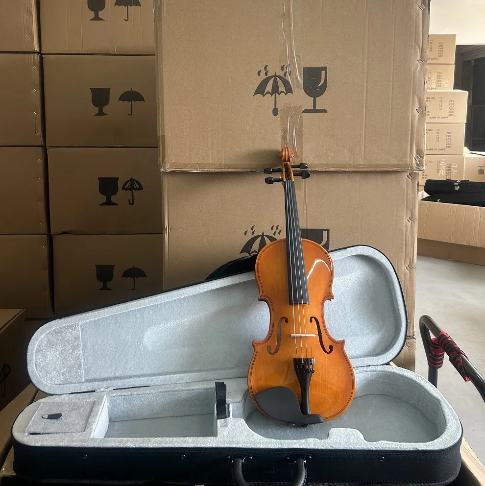 in stock full size nice gloss matte basswood Plywood beginner violin outfit 4/4