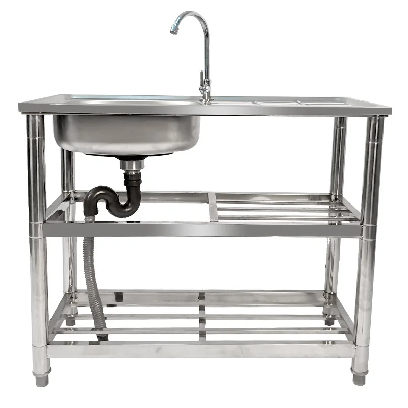 304 stainless steel single pool hand wash sink with foot pedal commercial multi-functional hand wash sink for kitchen