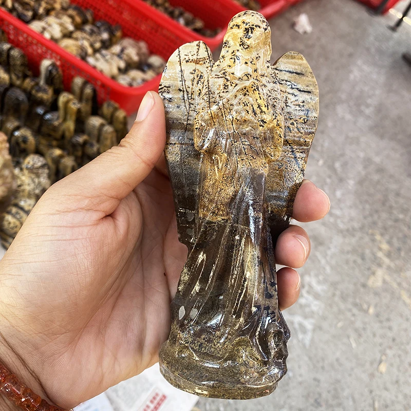 Резная Хрустальная Статуя Ангела из натурального камня