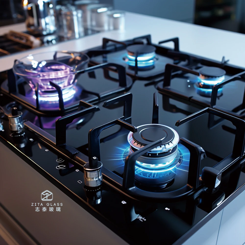 Hot sale customized gas stove burner glass covertops custom thickness top quality glass panel for gas stove