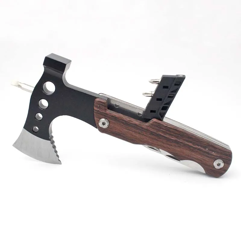 Multi Tool Camping Axe Hatchet 11-in-1 Multitool Camping Gear Survival Tool with Axe Knife Hammer Saw Bottle Can Opener