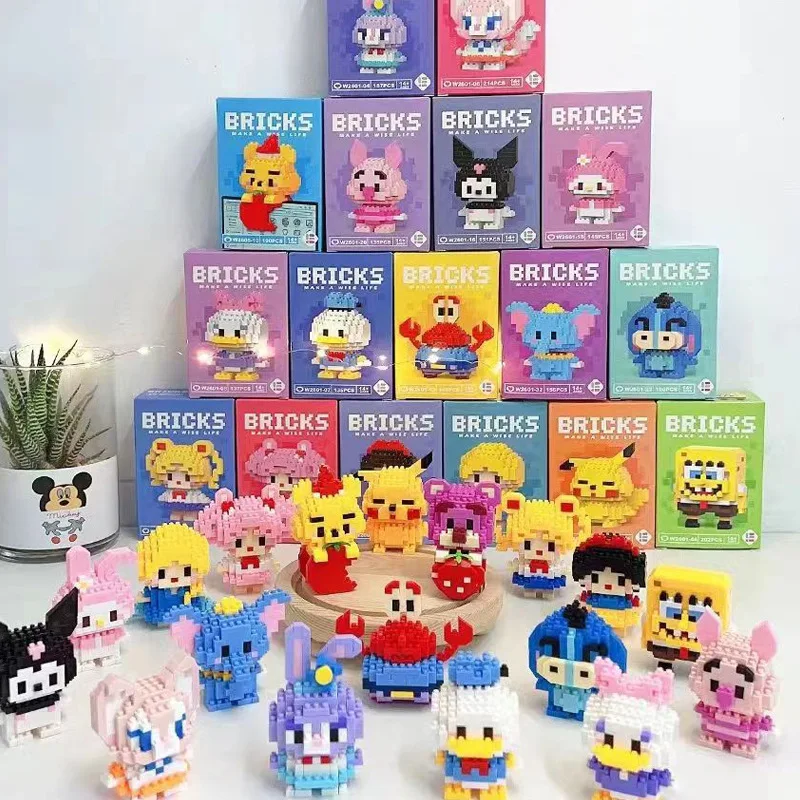 Mini Building Blocks Sanriio Melody Pokemen Pikachus Building Block Sets Cute Cartoon Animal Figures