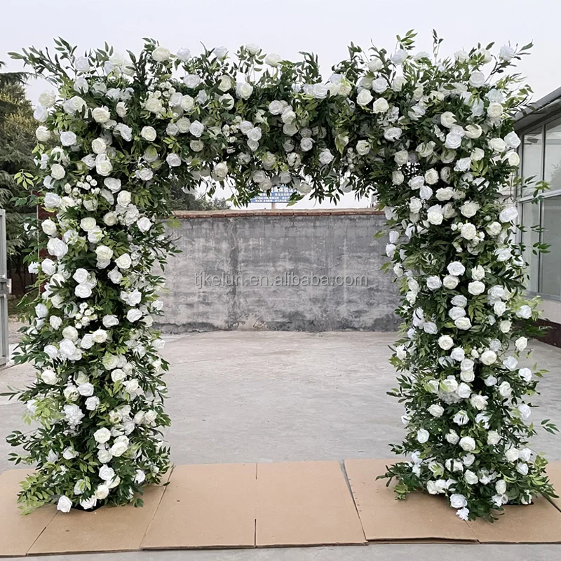 Y-SFA014 Whosale square flower arch for wedding silk white flower arch decoration full rose flower arrangement arch
