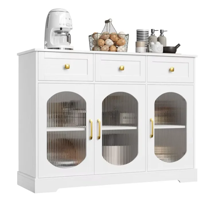 Custom Furniture Simple Design Dining Furniture White Storage Buffet Cabinet Home Wooden Living Room Modern Sideboard Cabinet