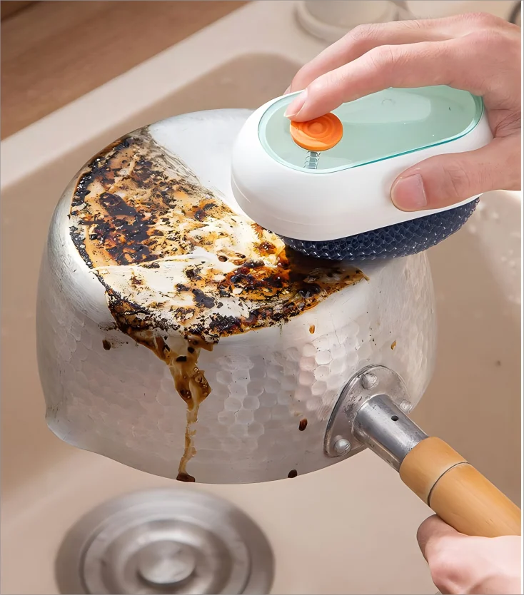 Automatic Liquid Kitchen Brush for Pot Pan Sink Dishwashing Dish Scrubber Brushes Sponges Dish Brush with Soap Dispenser
