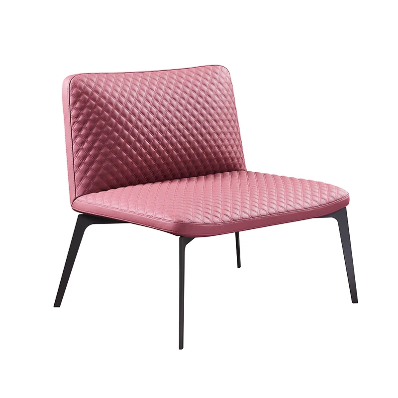 Luxury European Modern Design Leather Fabric Single Chaise Lounge Leisure Living Room Chairs With Metal Legs
