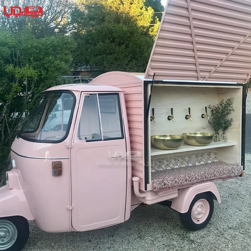 Electric Tap Truck Vintage  Mobile Bar Food Truck Tricycle Three Wheels Tuk Tuk Beer Champagne Wine Vending Wedding Carts
