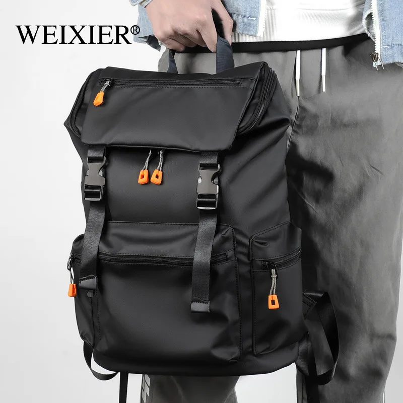 E2841 Oxford Fabric School Daily Bag Laptpp Note Book Backpack Business Travel Bag For Men Waterproof Black Double Pocket Bag