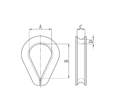 HIgh Quality DIN6899B Wire Rope Thimble 2.5MM 3.5MM 4MM 5MM 6MM 7MM 9MM 10MM 13MM Stainless Steel Cable Wire Rope Fittings