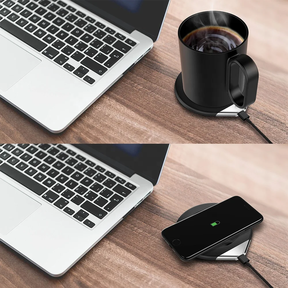 Customized Electric Tea Coffee Mug Heat Warmer Wireless Qi Charger for Phone Heater Drink Beverage Cup Warmer Gifts
