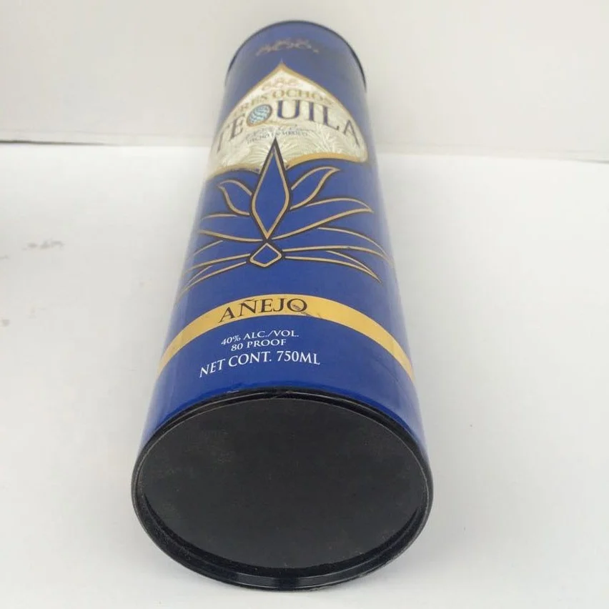 Custom Whiskey Packaging Paper Cardboard Tube For Glass Bottle Brown Paper Craft Tube For Beverage Packaging