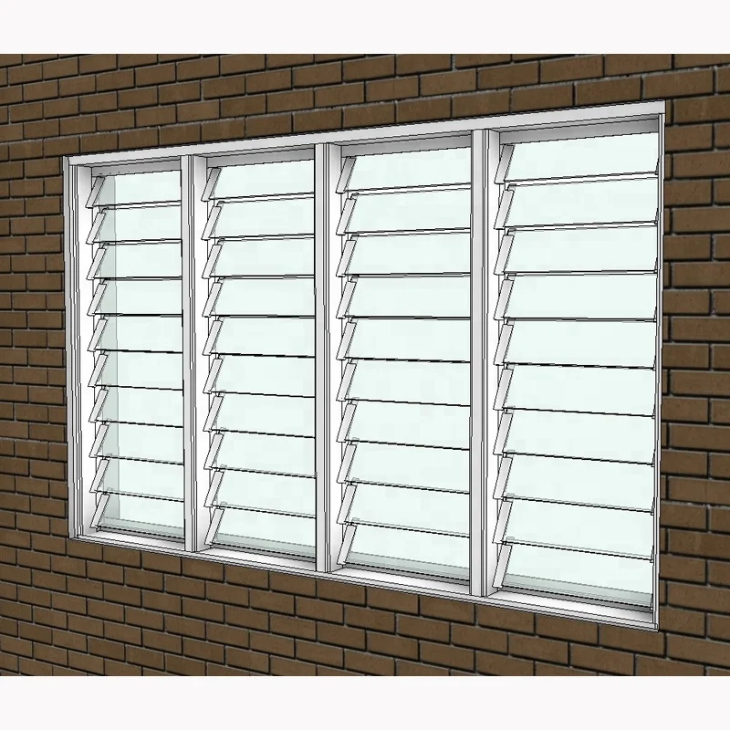 Aluminium frame Remote Controlled Modern jalousie louver window OEM Double Glass shutter windows  for hous