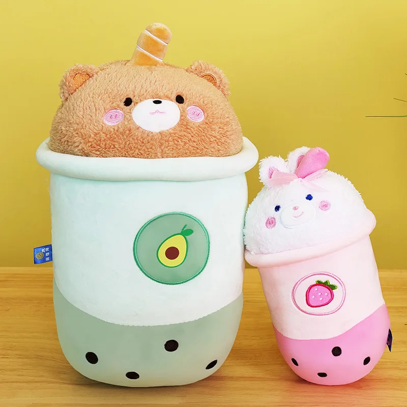 Bubble tea Plush Toy Bear Rabbit Milk Tea Plush stuffed Toy Animal boba fruit tea cup pillow Gift Plushie birthday gift