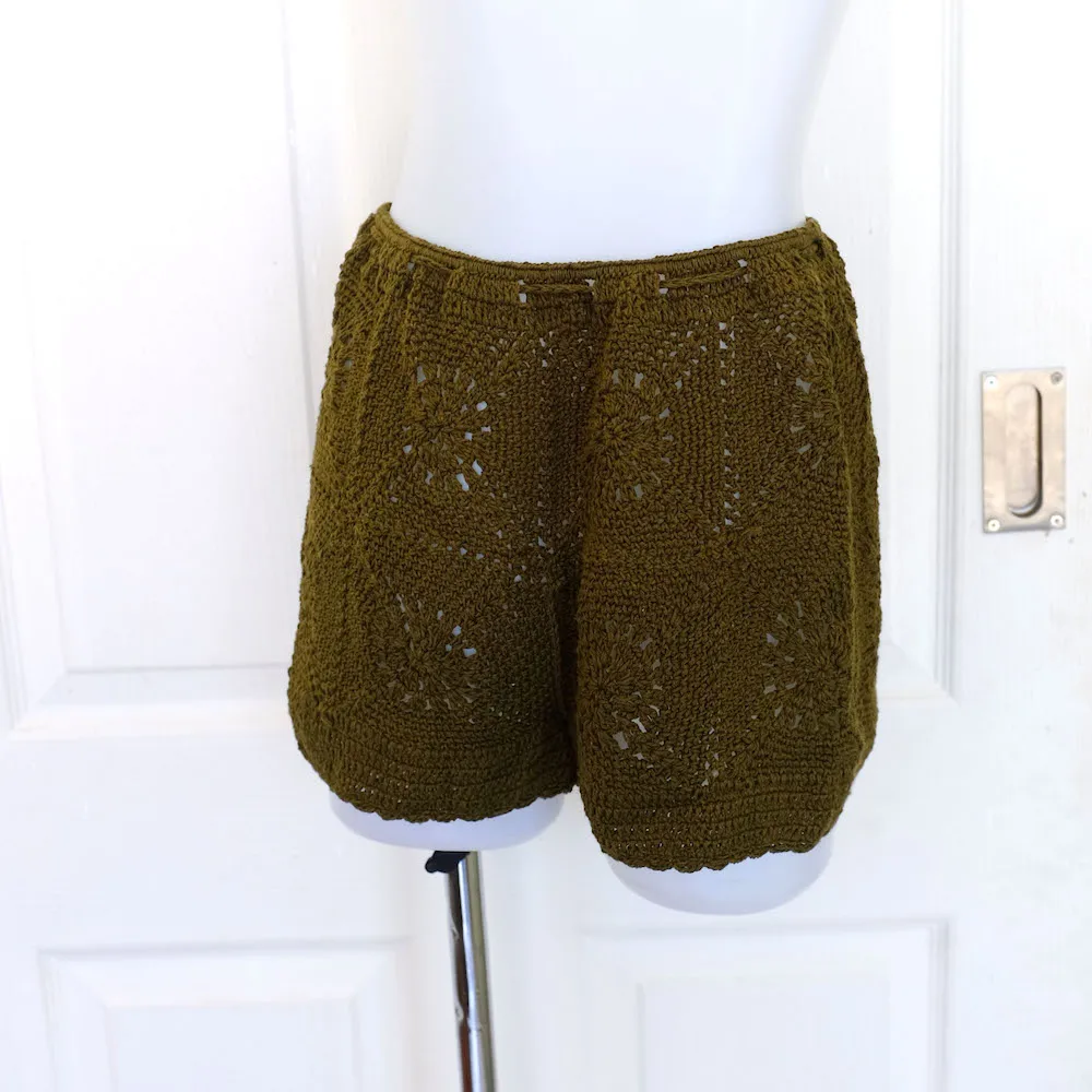 Green Army Crochet Short Pants
