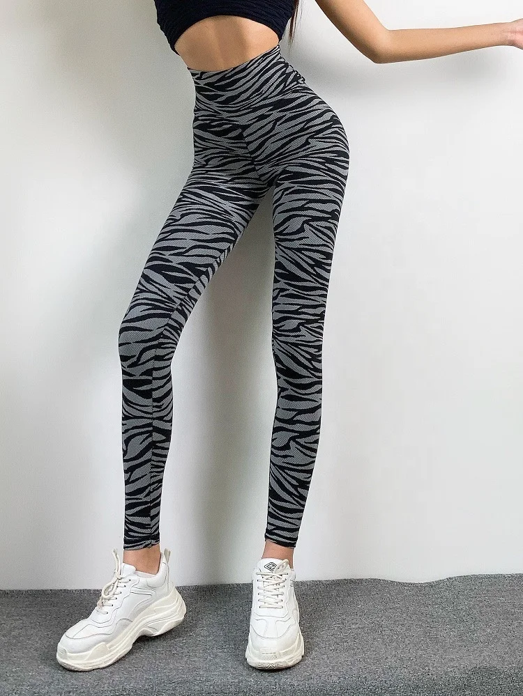 women animal print tights active wear scrunch butt sports high waist fitness Zebra/Leopard print yoga leggings