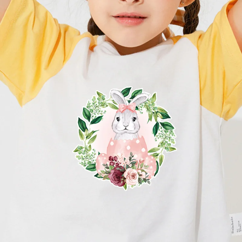 2024 New Design Custom Egg Rabbit Transfer Easter DTF Vinyl Heat Transfer Printing for T-shirts