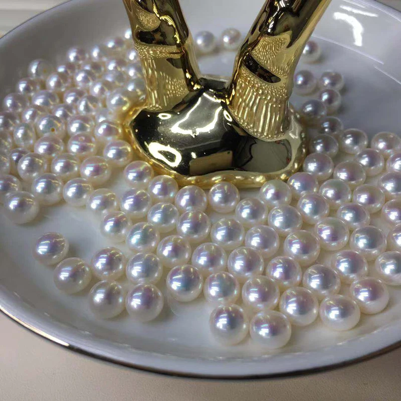 
Round loose pearl white powder mirror pearl bright flawless naked beads 6-10mm 