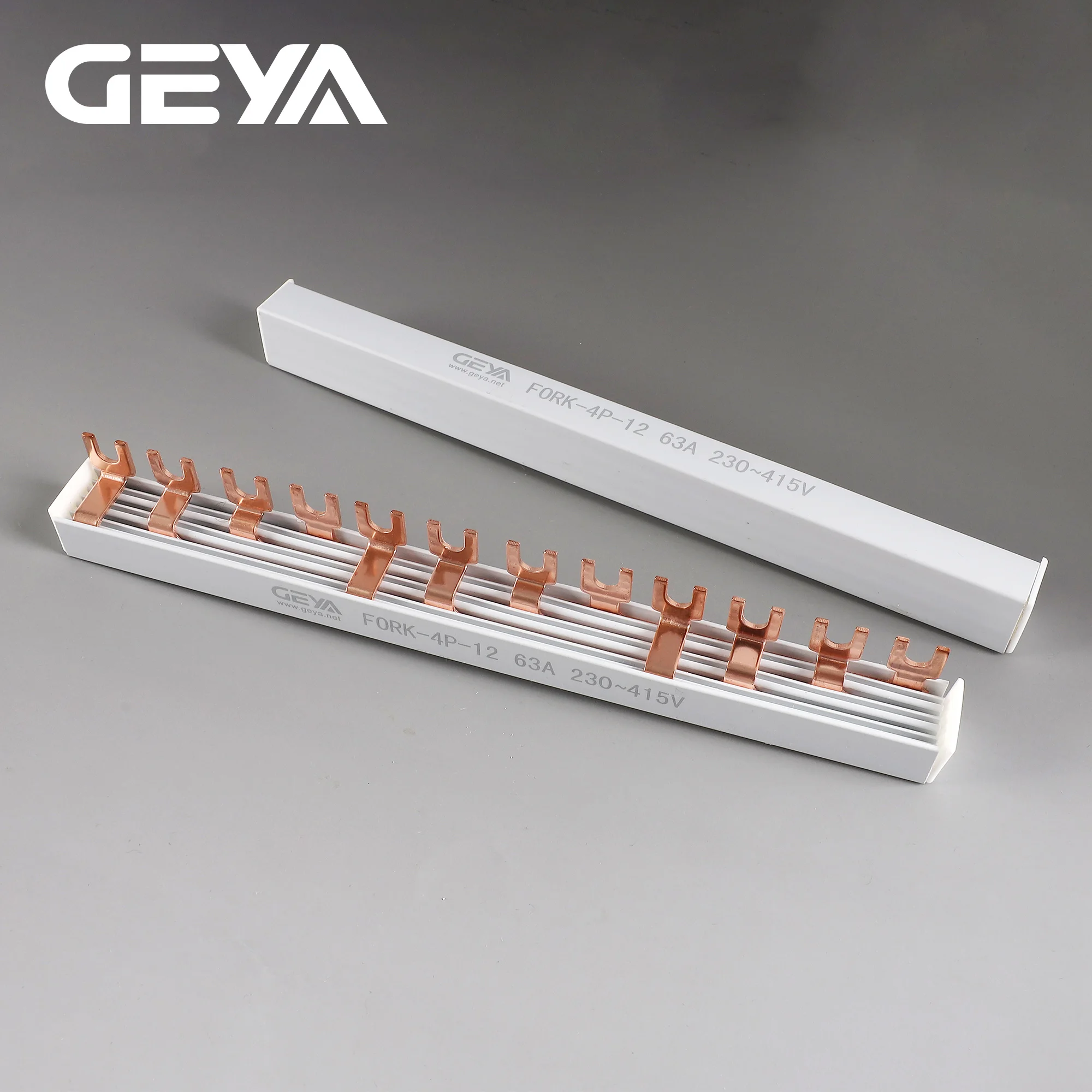 GEYA 1P 2P 3P 4P pin 63A u type fork type mcb electric copper busbar for distribution box mounting