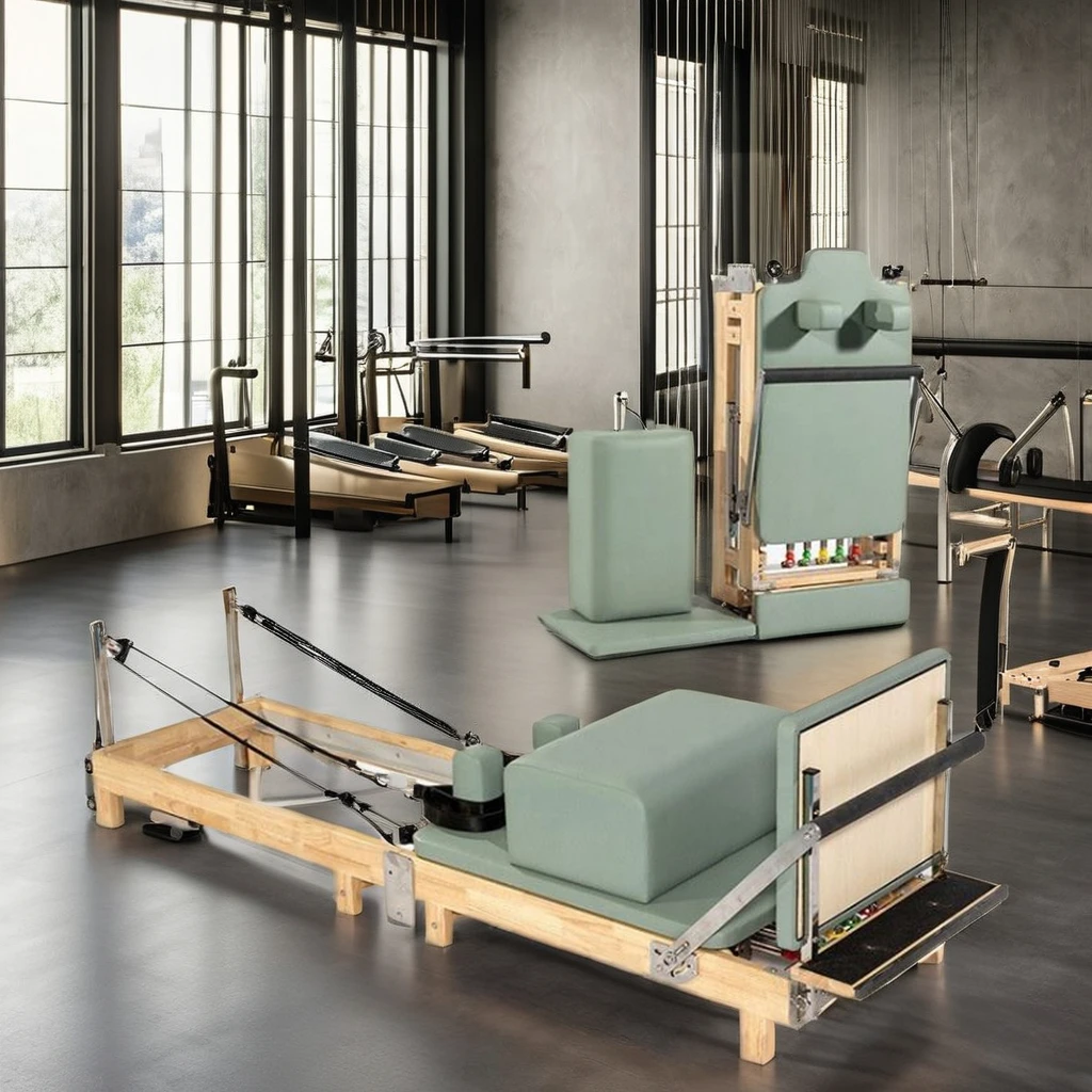 Yoga Training Wood Folding Pilates Reformer Home Use Portable Pilates Reformer Fitness Machine-for Home Core Bed Workout